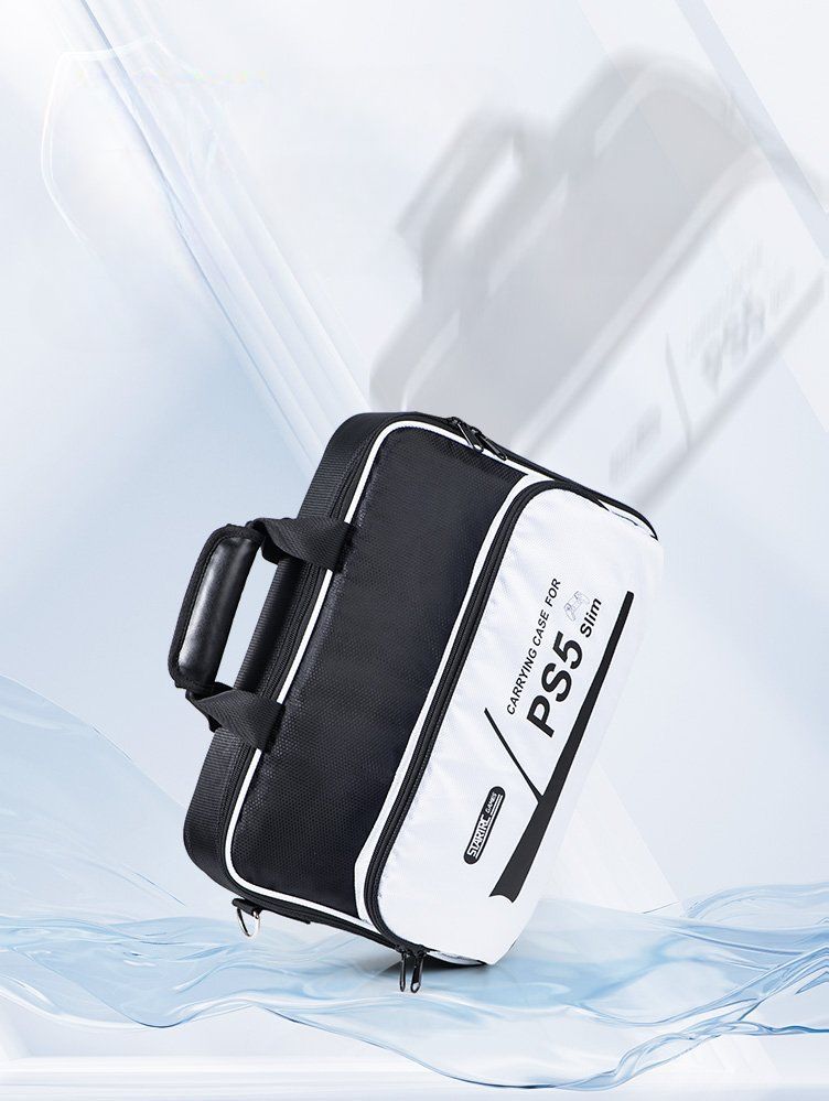 플스5 보관 가방 콘솔 대용량 풀 세트 액세서리 휴대용 스트랩 PS5 Slim 전용 흑백 휴대용 보관 가방 - 상세 이미지 5