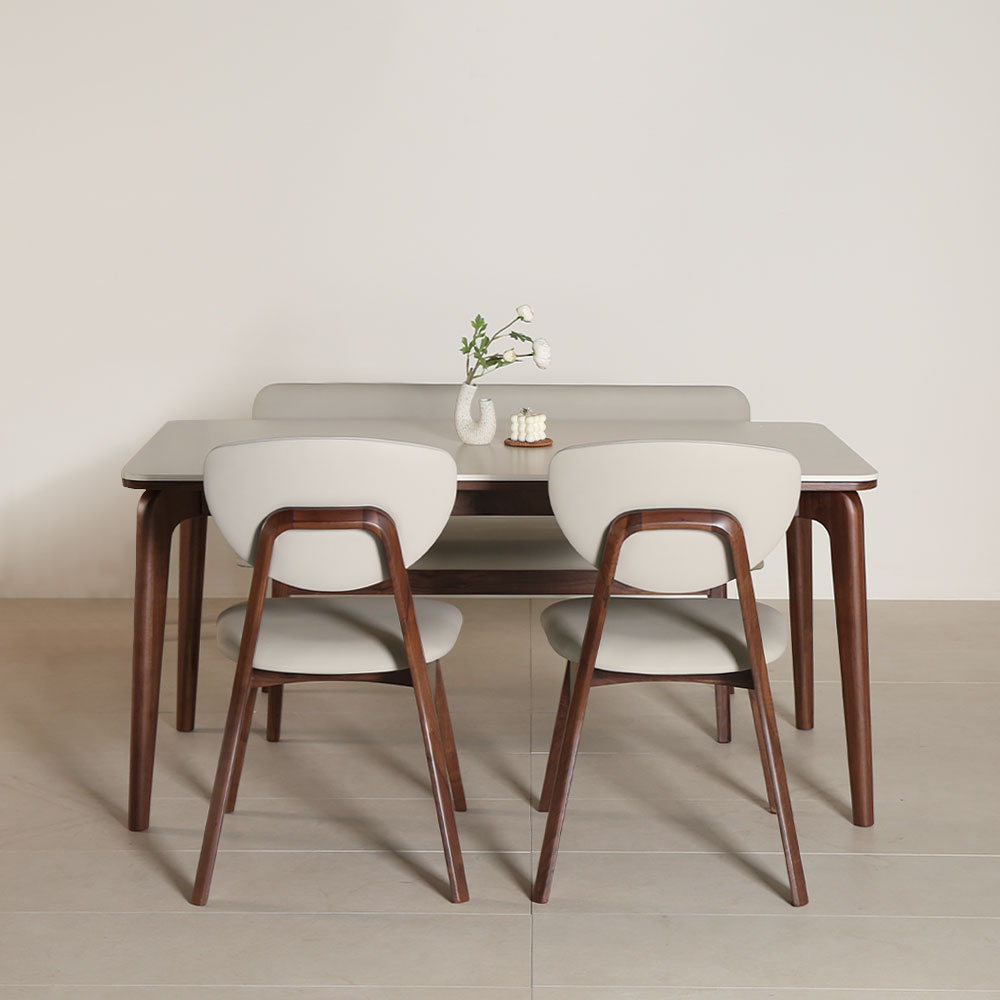 스코나 카튼스 호두나무 월넛 원목 포세린 세라믹 4인 1500 다이닝 식탁 테이블