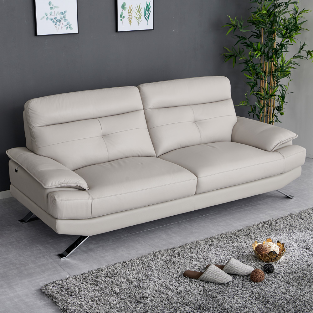 K117 천연면피 소가죽 3인 소파