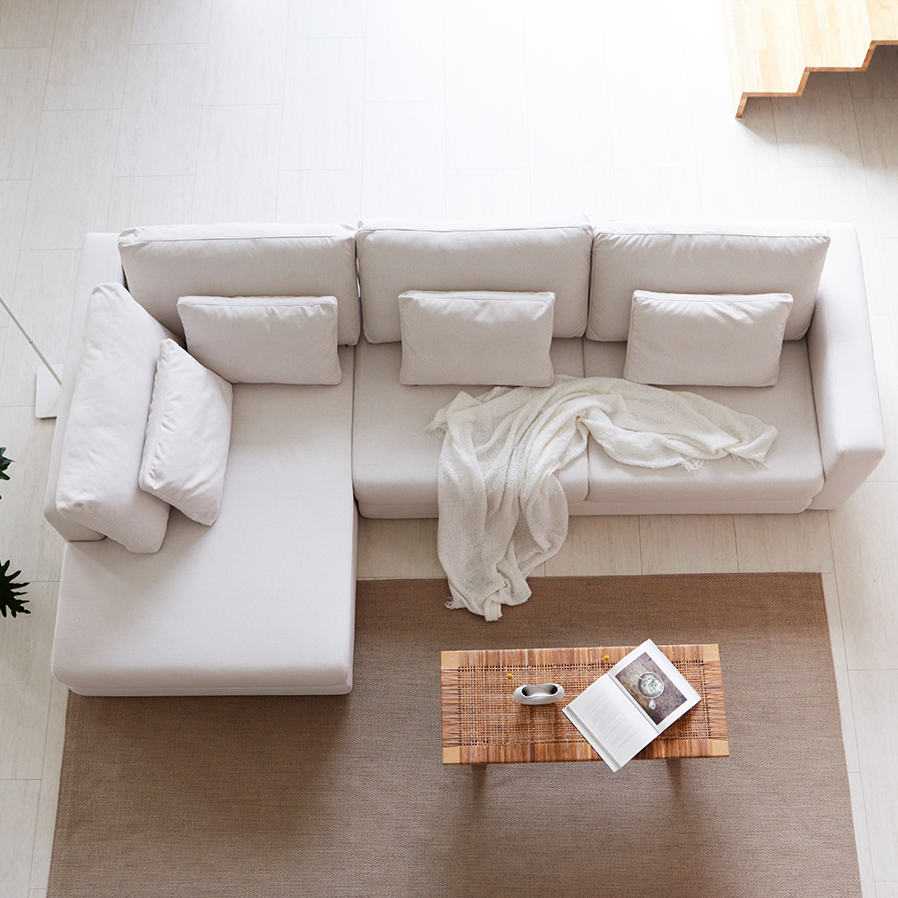 모던홈즈 구스 이지클린 패브릭 4인 코너 카우치 소파
