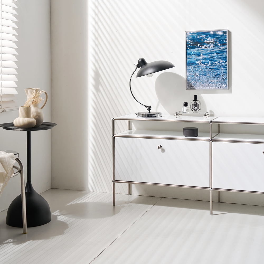 엘르노 미드센츄리거실장 높은 tv다이서랍장 모듈 철제 티비장