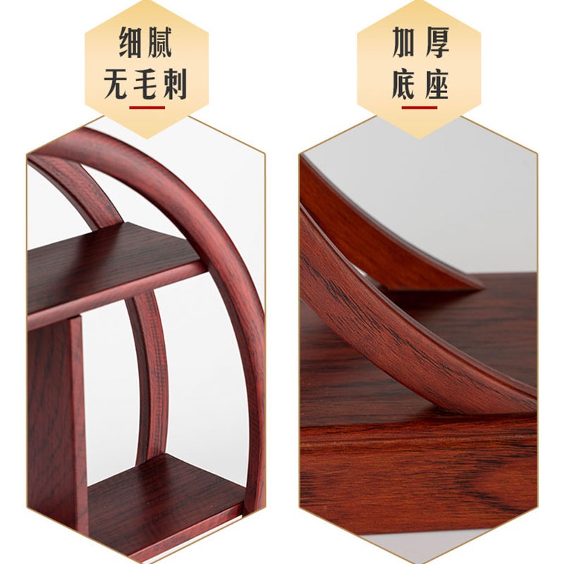 옛날찬장 원목 전통식 나무 진열대 정리 랙 다기용품 라운드로즈브랜치 레드 (40x10x40cm) - 상세 이미지 3