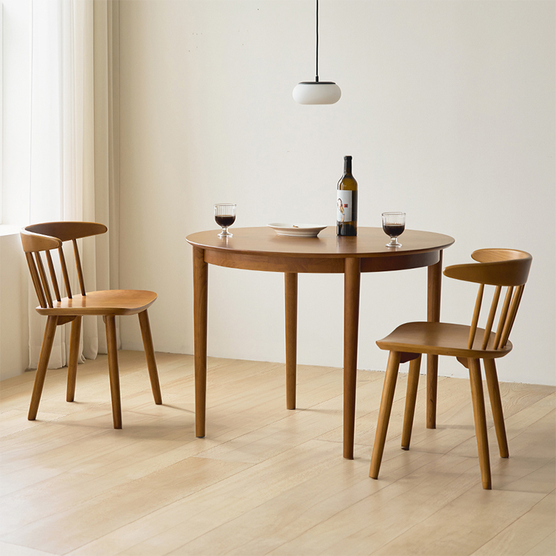 진저 원형 테이블 원목 2인용 식탁 1000 (의자2개 포함)