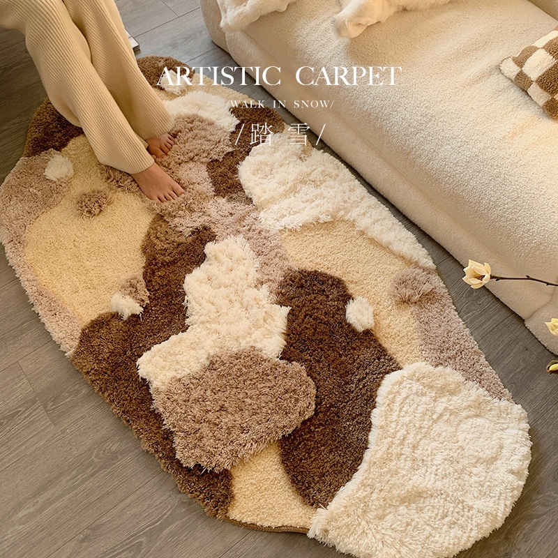 파도러그 카펫 침실 거실 담요 소파 양모 부드러운 푹신 눈 위를 걷다 60x120cm - 상세 이미지 2