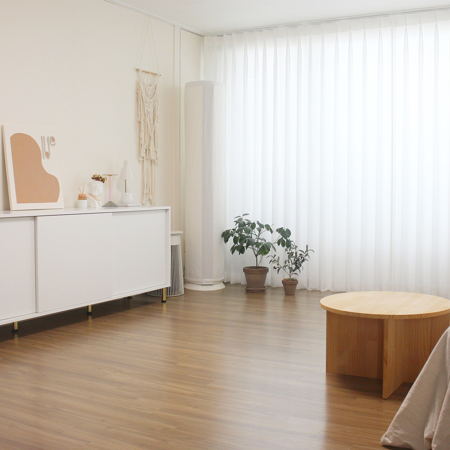 아르일랑 2배 베이직 나비주름 쉬폰 차르르 커튼 1cm 심플 도톰 화이트 형상기억