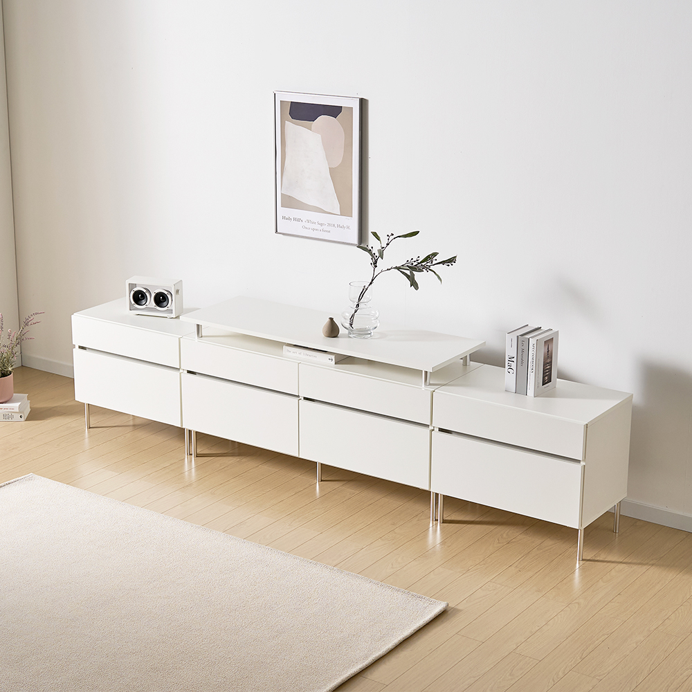 플로 거실장 1800 (상판형/다리형) 화이트 높은 티비다이 tv장 장식장