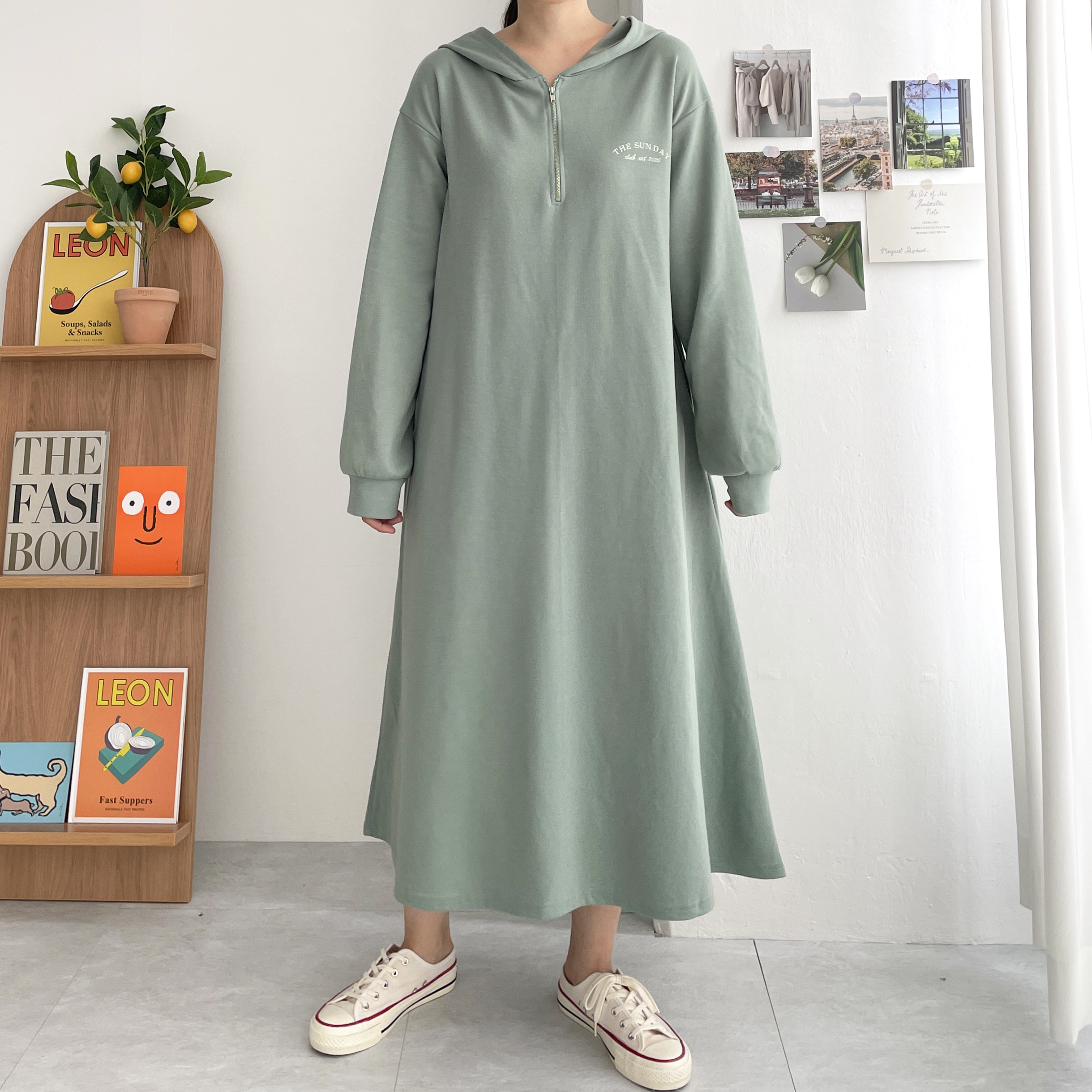 임산부후드원피스 키큰 가을임신복 88 산후조리원옷 - 상세 이미지 4