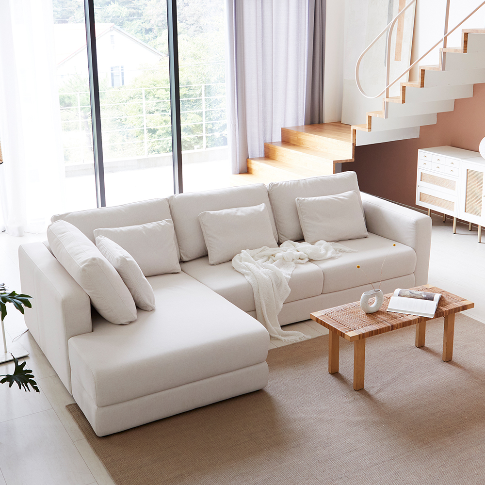 모던홈즈 구스 이지클린 패브릭 4인 코너 카우치 소파