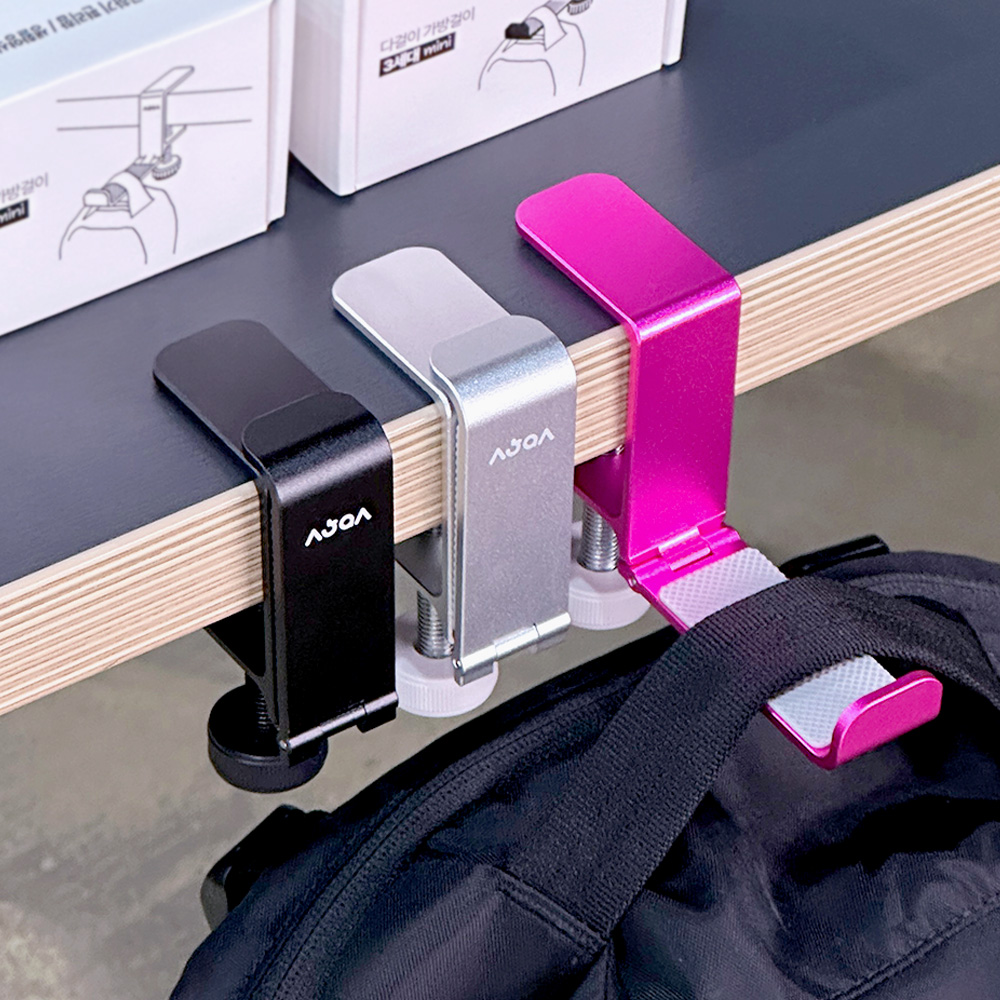 [단독] 3세대 무타공 책상가방걸이 책가방걸이 휴대용 사무실 거치대 접이식 후크 옷장 문