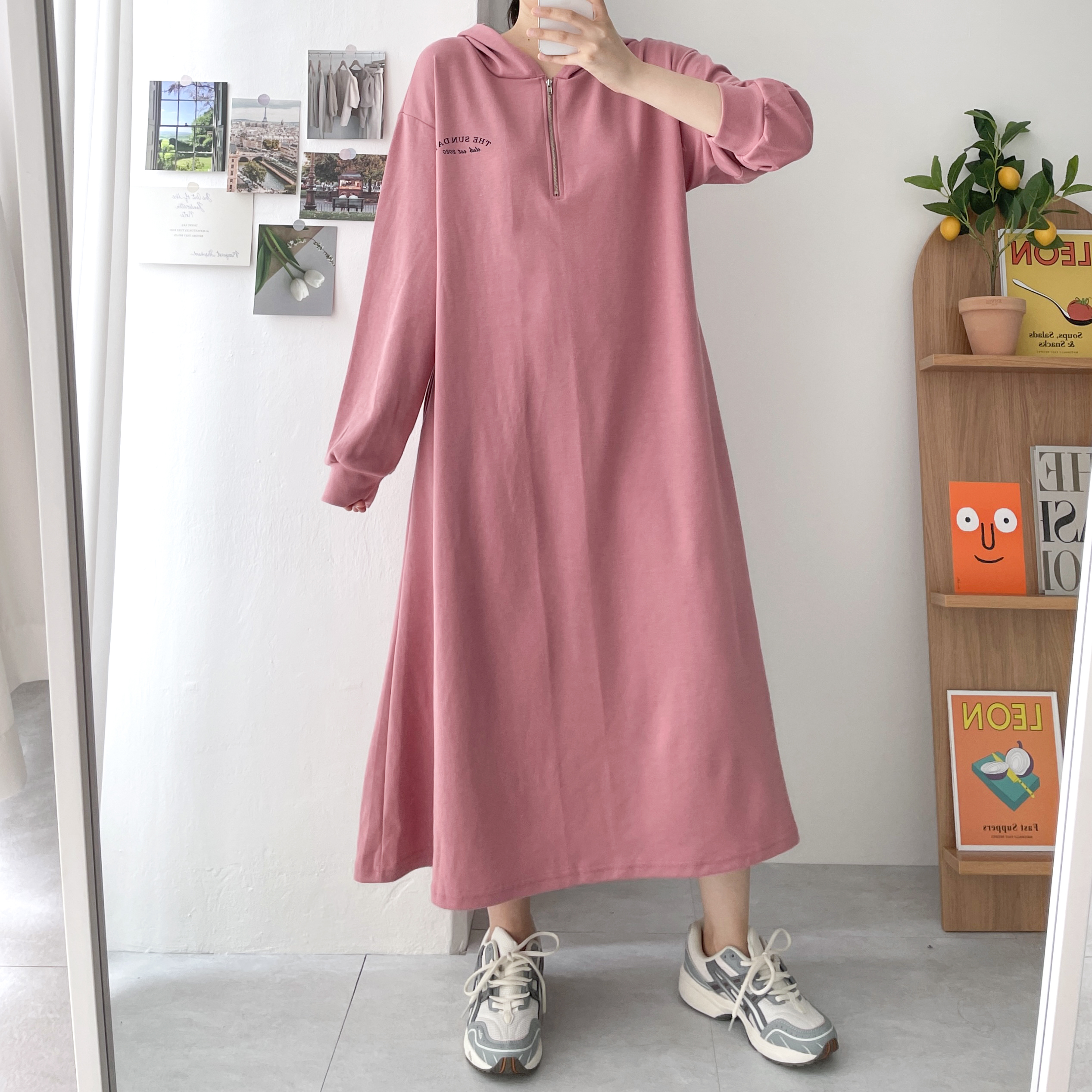임산부후드원피스 키큰 가을임신복 88 산후조리원옷 - 상세 이미지 3