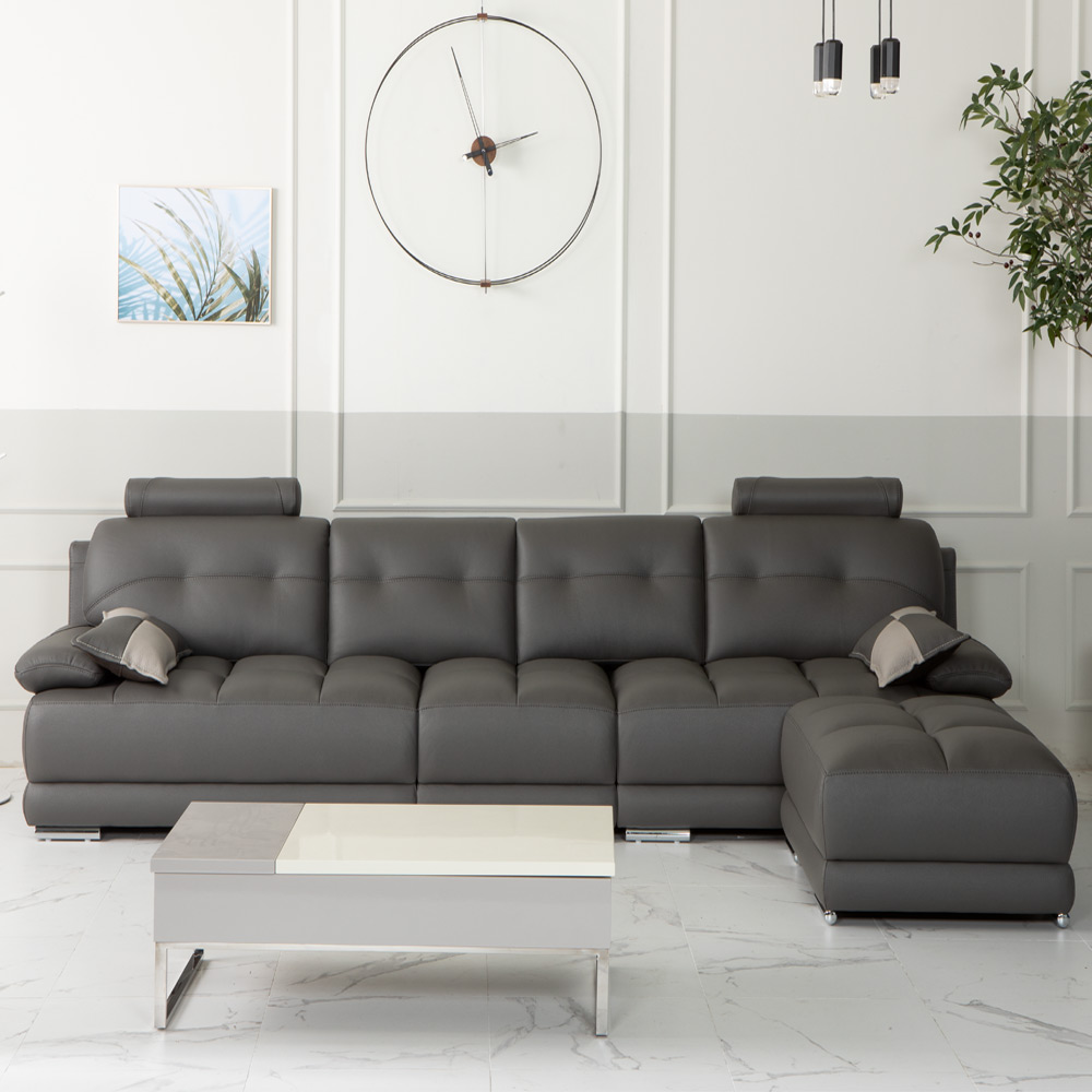 i102천연면피 소가죽 6인 스툴소파