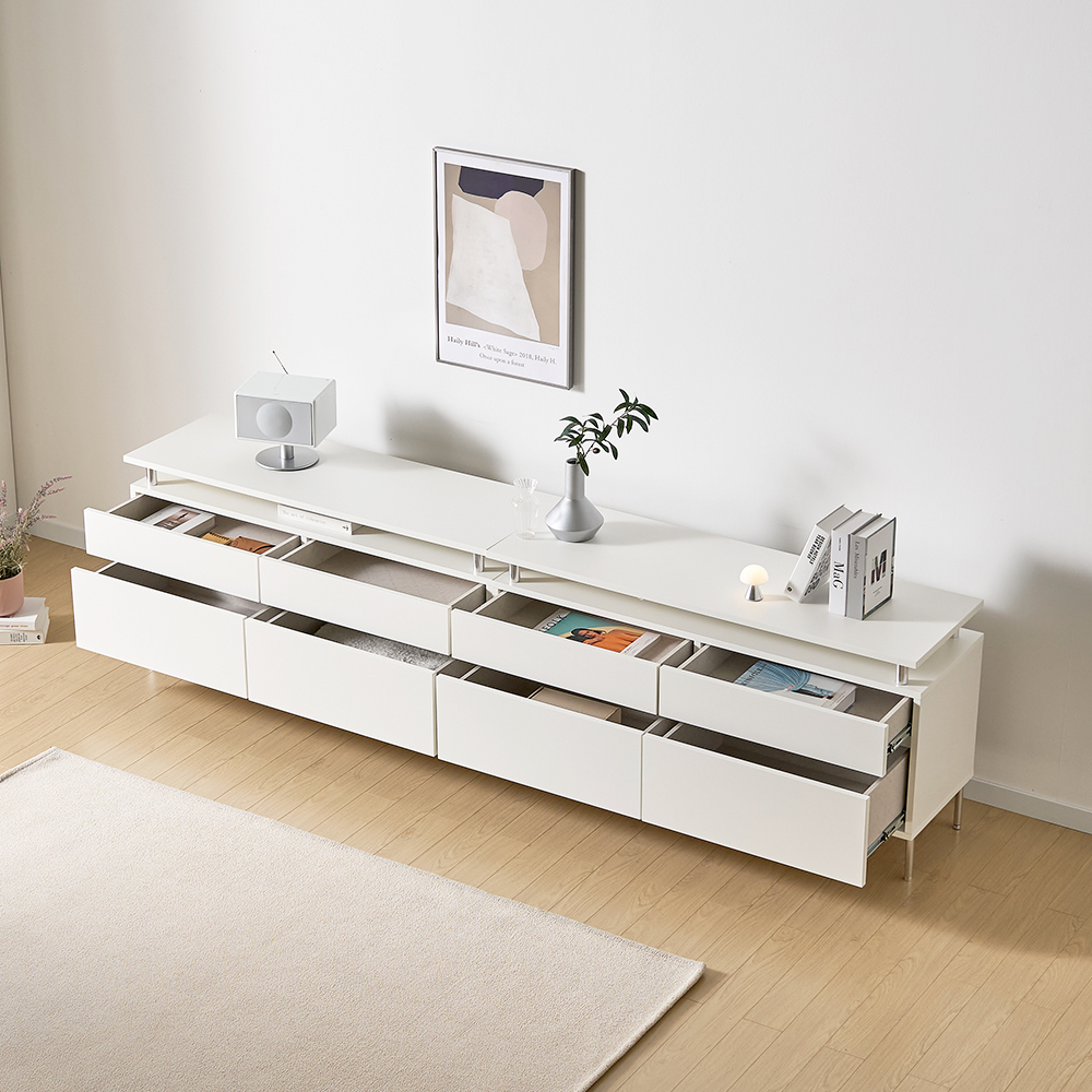 플로 거실장 1800 (상판형/다리형) 화이트 높은 티비다이 tv장 장식장