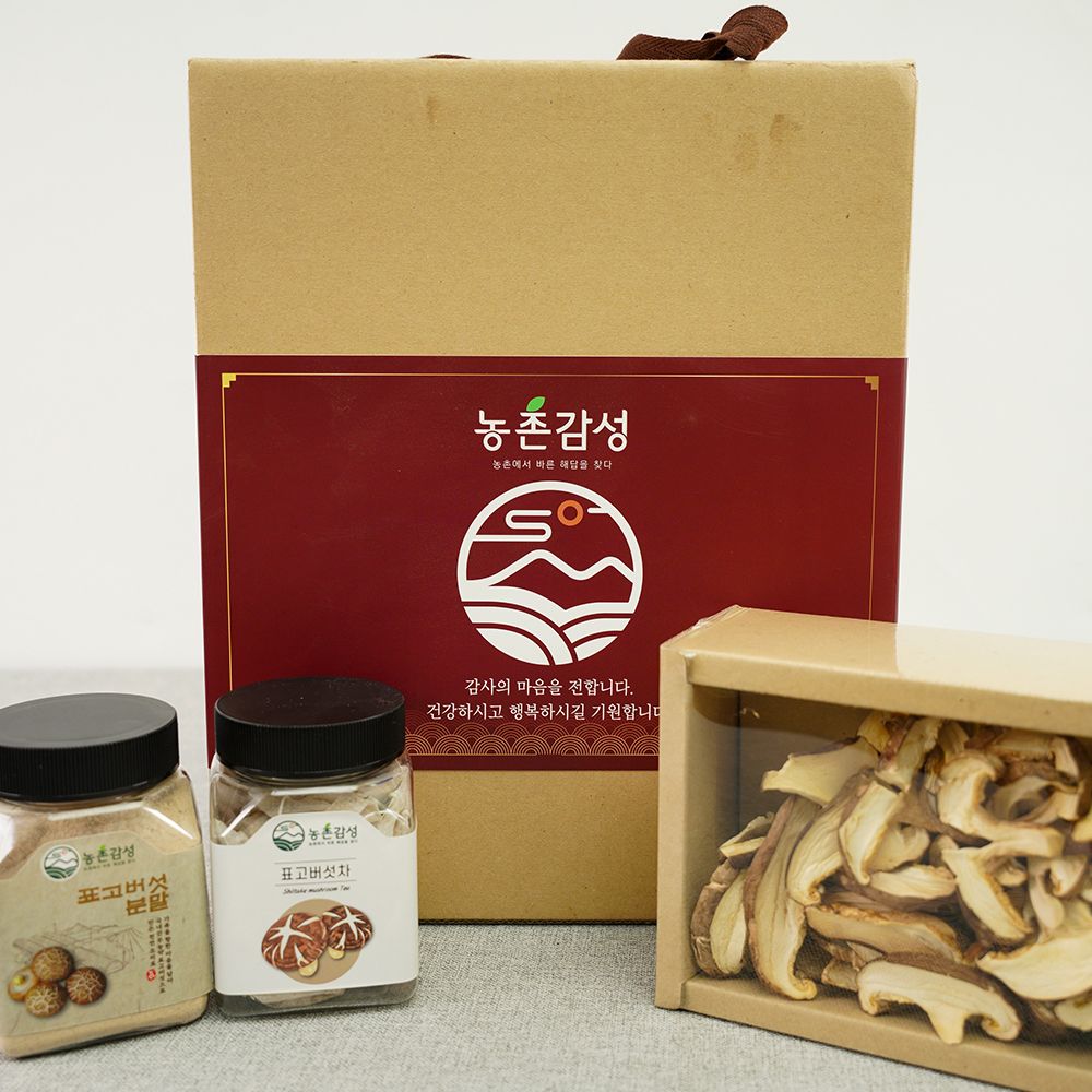 2단 건표고 버섯 차 분말가루 선물세트