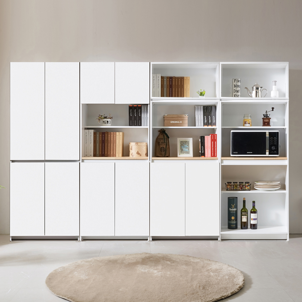 홈카페 틈새 주방 키큰 도어수납장 냉장고형 애니스 화이트 700mm, 5단, 화이트