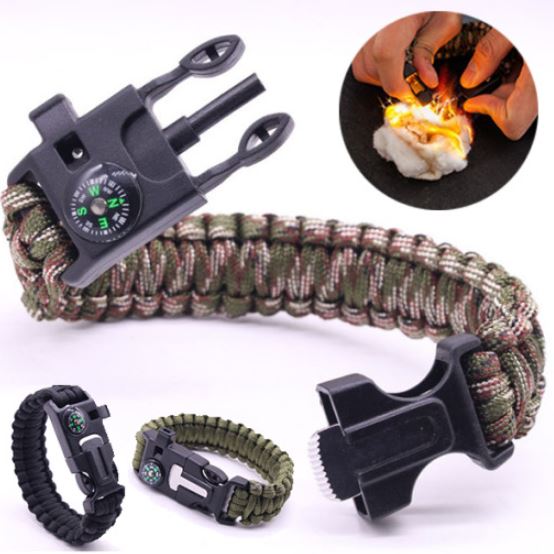 생존 팔찌 베이직 로프 나이프 나침반 부싯돌 밧줄 캠핑 파이어스틱 서바이벌 비상용 호루라기 파라코드 재난 용품 키트