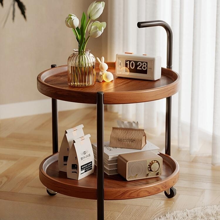 가정용 원목 선반 이동식 무빙 카트 바퀴 서빙 웨건 엔틱 모던 발코니