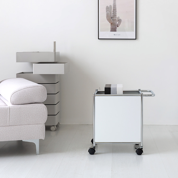 심플리 이동식 수납박스/사이드테이블 BC604 퓨어화이트 6293.1132