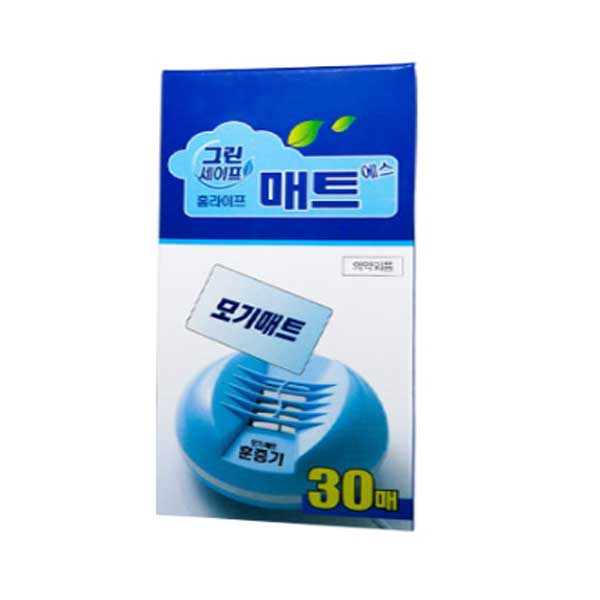 30매 훈증기 리필 매트 전자 모기약 모기 훈증기 매트형 그린세이프 일명제약 코드롤러 기피제
