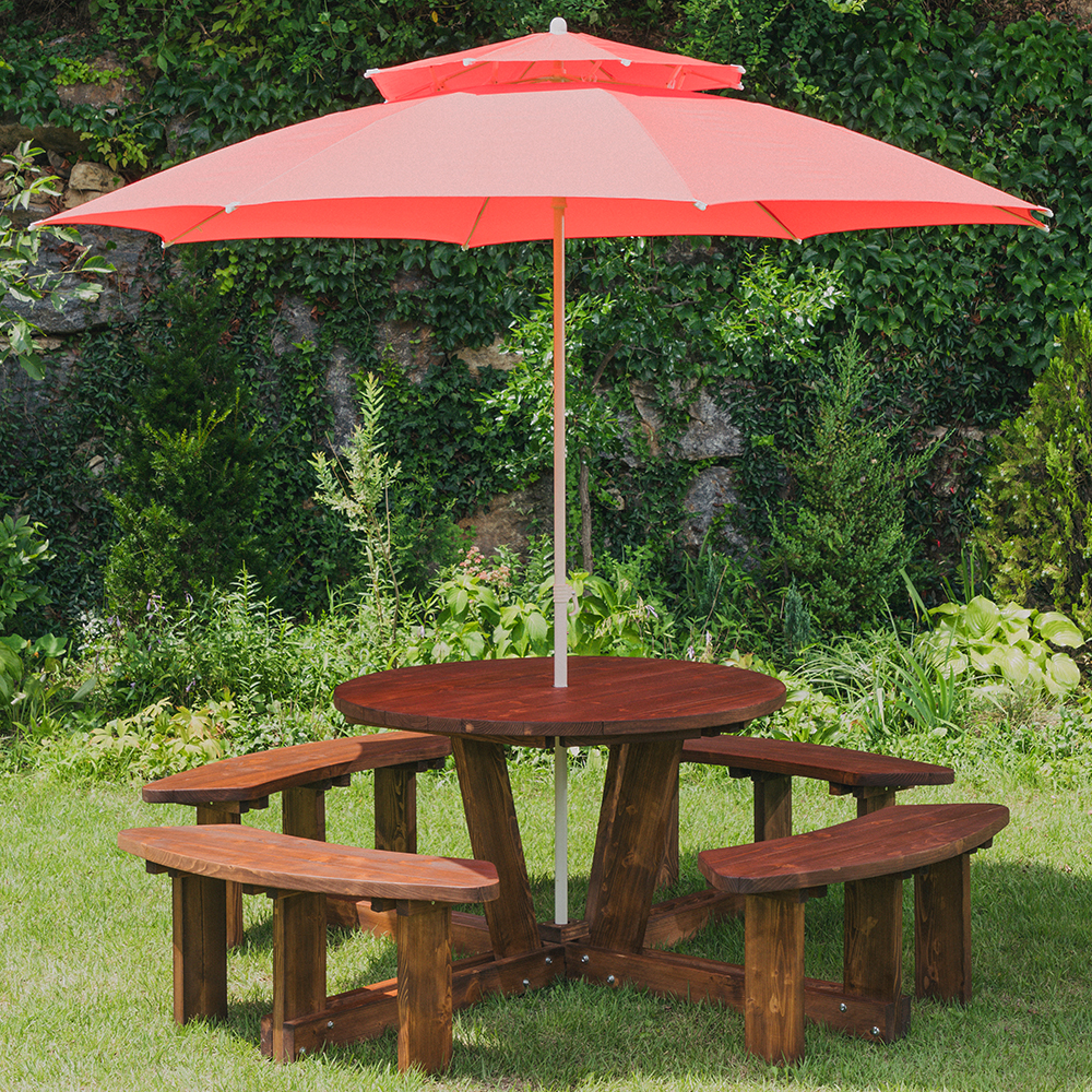 야외테이블세트 정원카페 편의점테라스 야외용테이블 원형월넛색