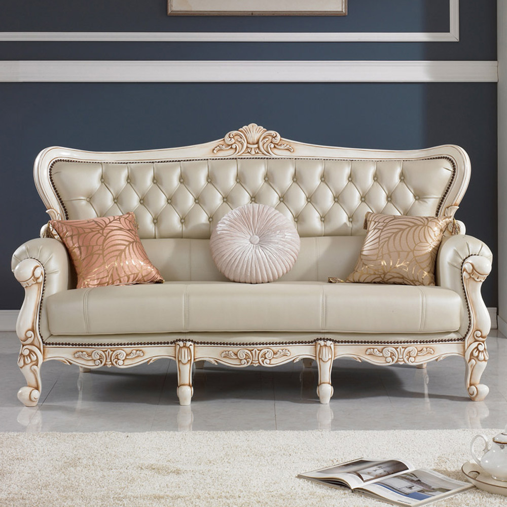 B011 소가죽 마호가니원목 3인 소파