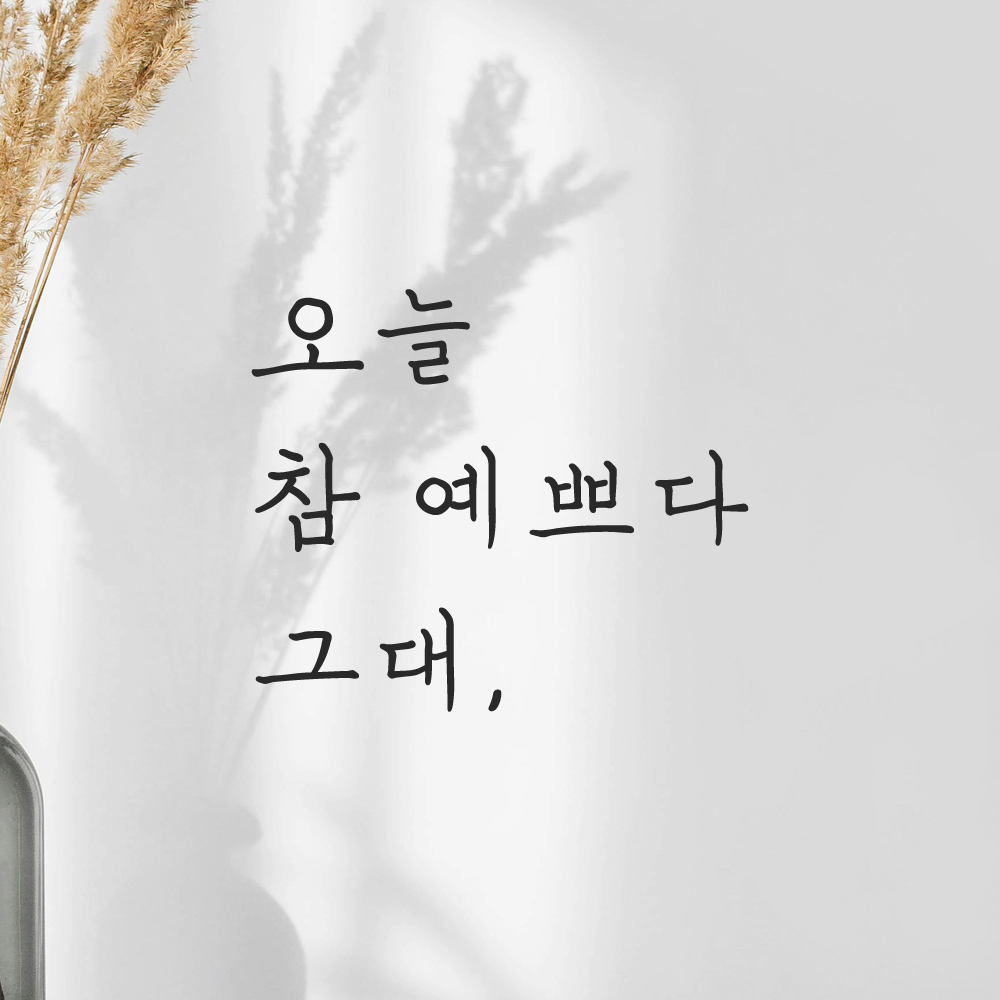 오늘 참 예쁘다 그대 힐링 문구 손글씨 레터링 스티커 LH-001검정S 이미지 6