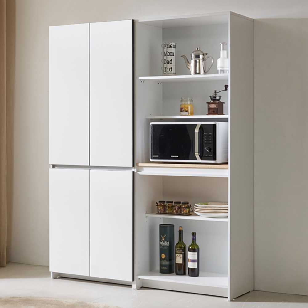 홈카페 틈새 주방 키큰 도어수납장 냉장고형 애니스 화이트 700mm, 5단, 화이트