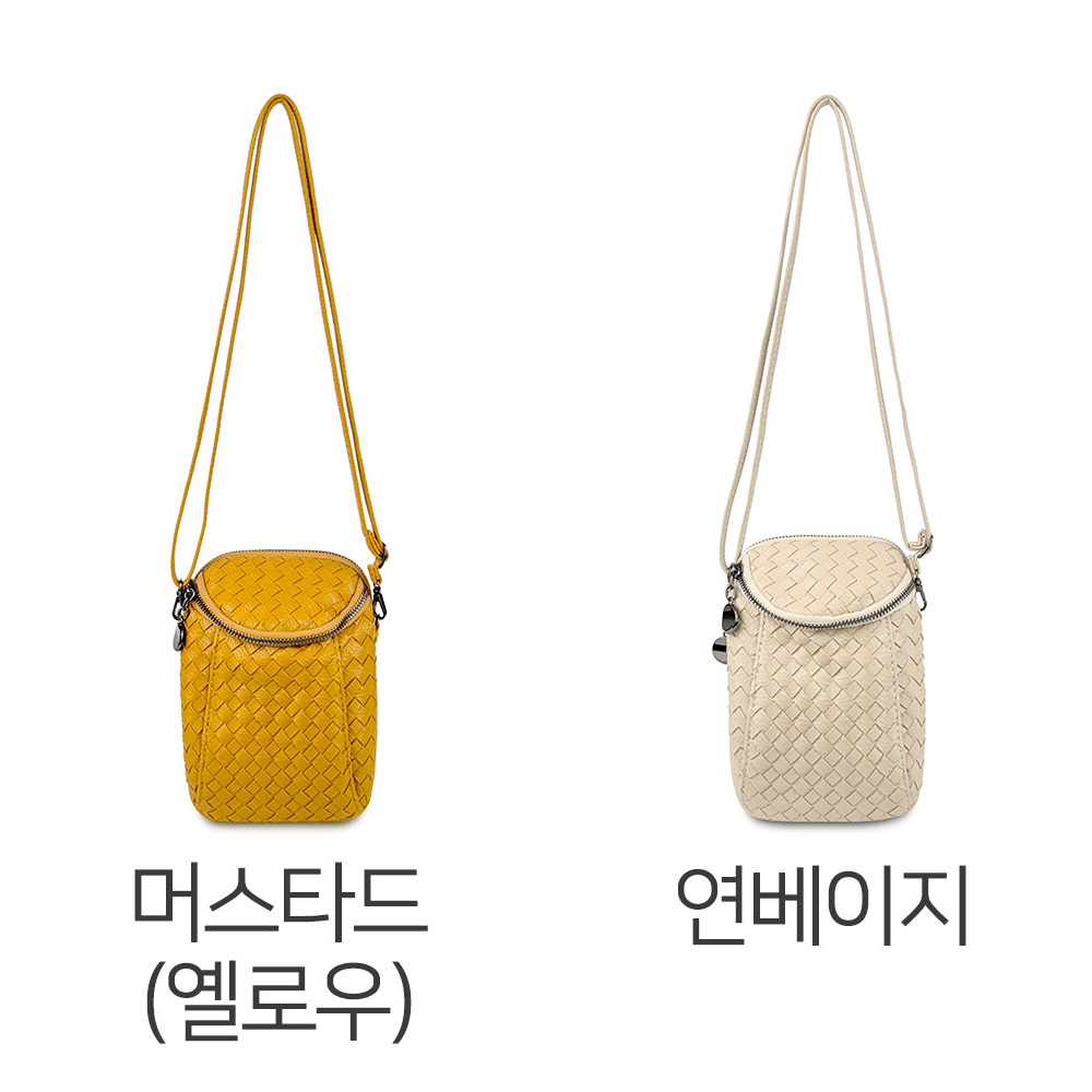 여자 핸드폰가방 귀여운 미니 크로스백 위빙 패턴 격자무늬 작은 스몰 크로스 가방 - 상세 이미지 4