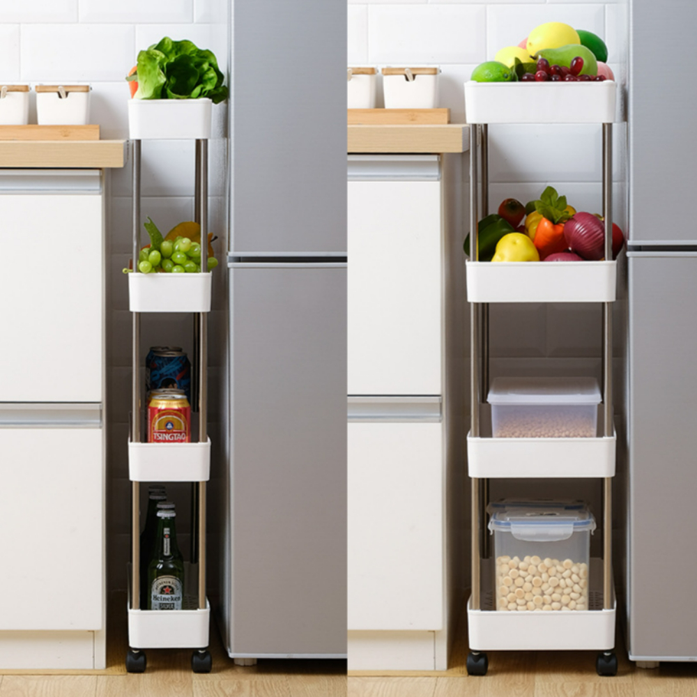 틈새 트롤리 3단 슬림 선반 이동식 트롤리 4단 틈새수납장