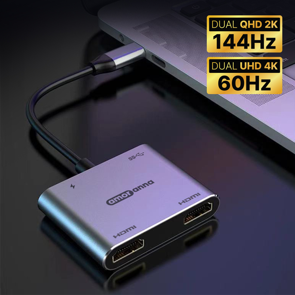 아모란나 C타입 듀얼 모니터 분배기 HDMI 컨버터 MST 허브 4in1 60Hz - 상세 이미지 4