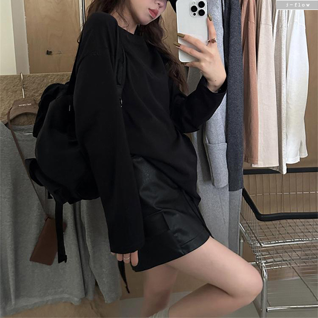 긴팔 기본 데일리 오버핏 하프 라운드 티셔츠 6col 가을 봄 루즈핏 박시 제이플로우 이미지 6