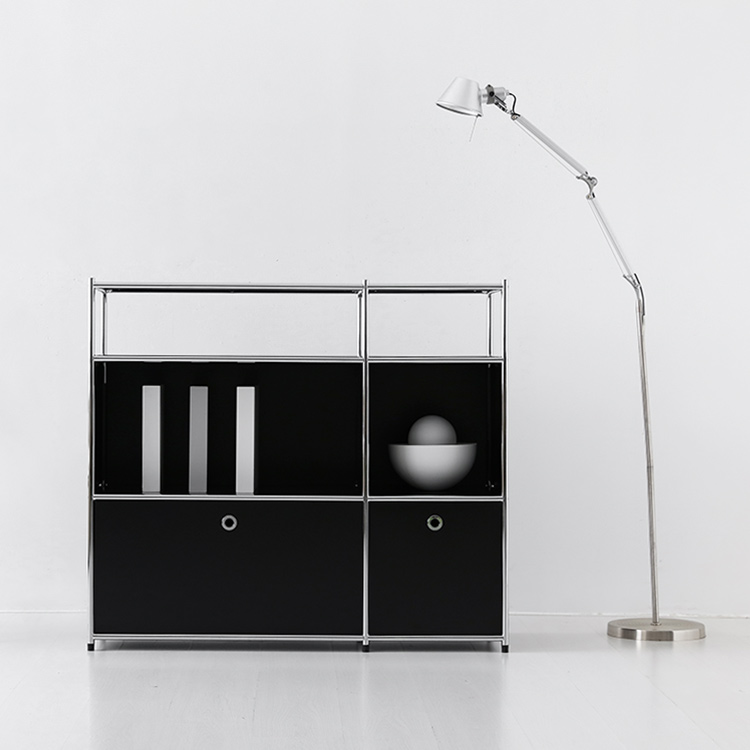 심플리 2x3 수납장 2문 BC617 1168mmx400mmx1020mm, 2단, 매트블랙 4040.4429 - 상세 이미지 3