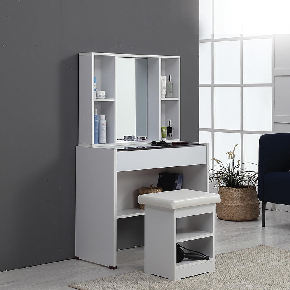 장인가구 레브 800 유리 수납화장대