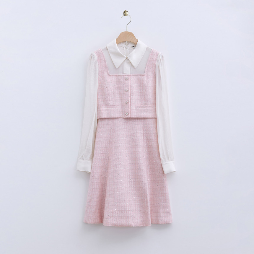 로엠 배색 트위드 미니 원피스 RMOWE49S18