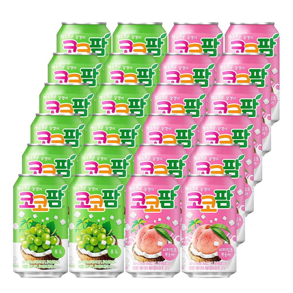 해태 코코팜 340ml 포도 + 피치핑크 혼합 24개 : 하티팜
