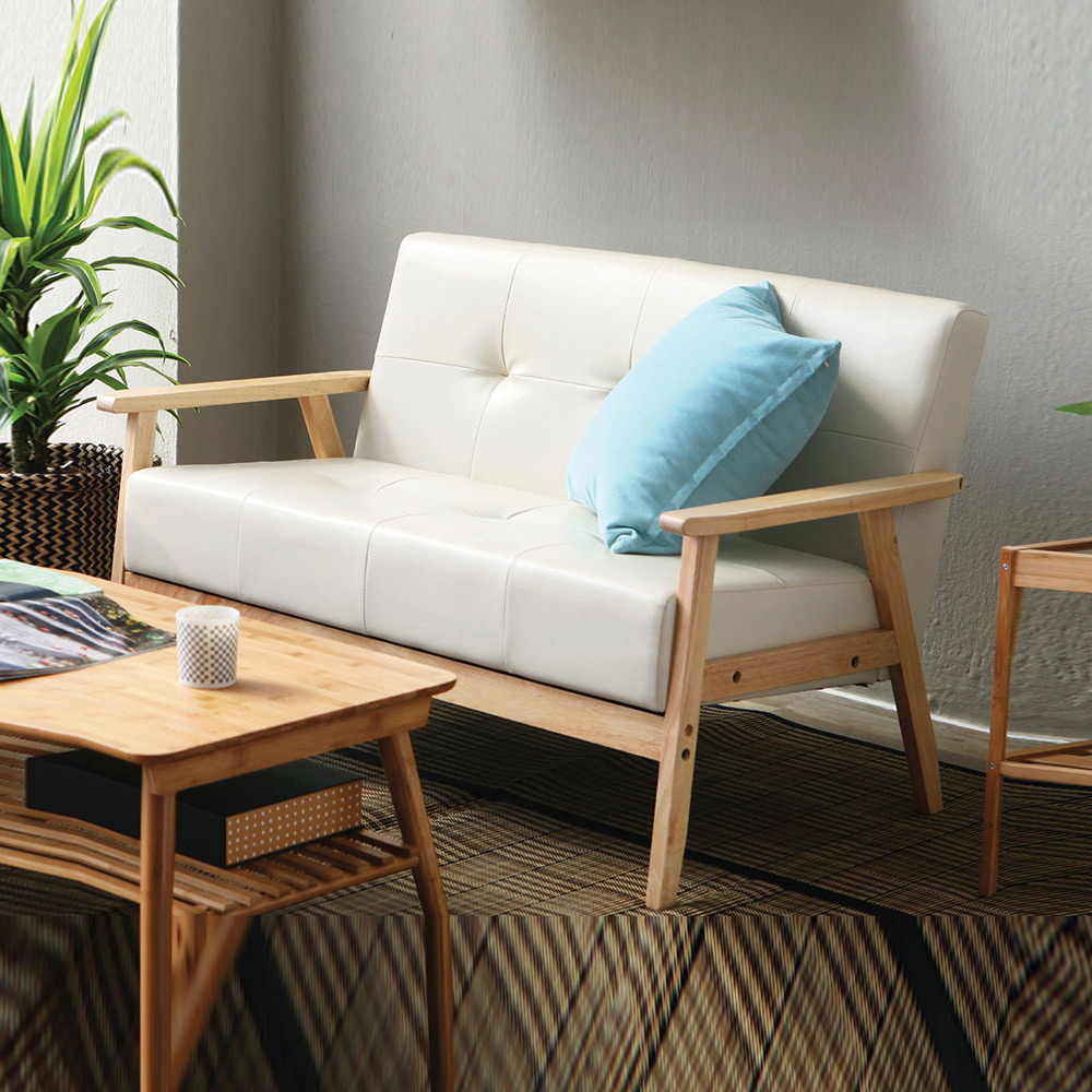 H140K 원목 PU가죽 2인 소파