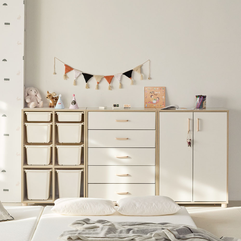 장인가구 뉴피터 720폭 4단 장난감정리함 수납장 (다릿발 제외)