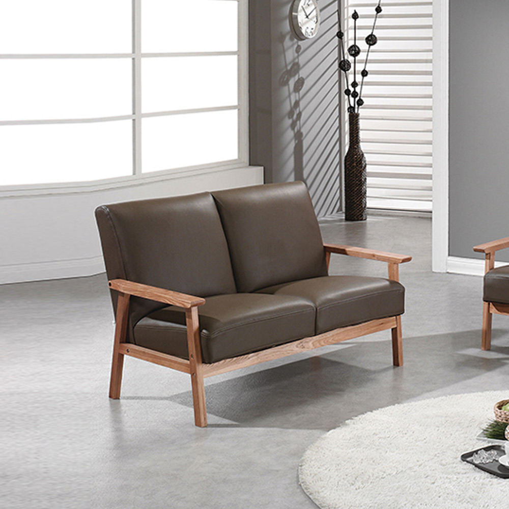 H223K 오크원목 가죽콤비 2인 소파