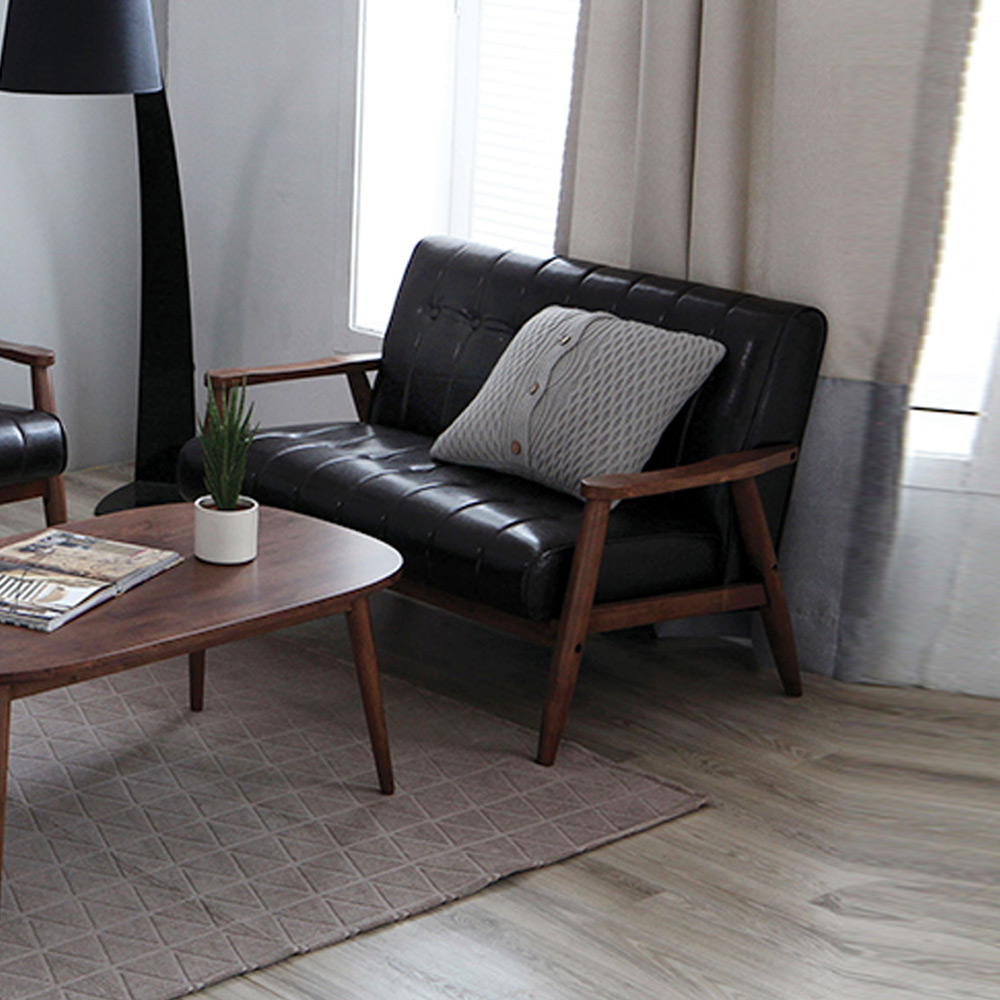 H135K 원목 PU가죽 2인 소파