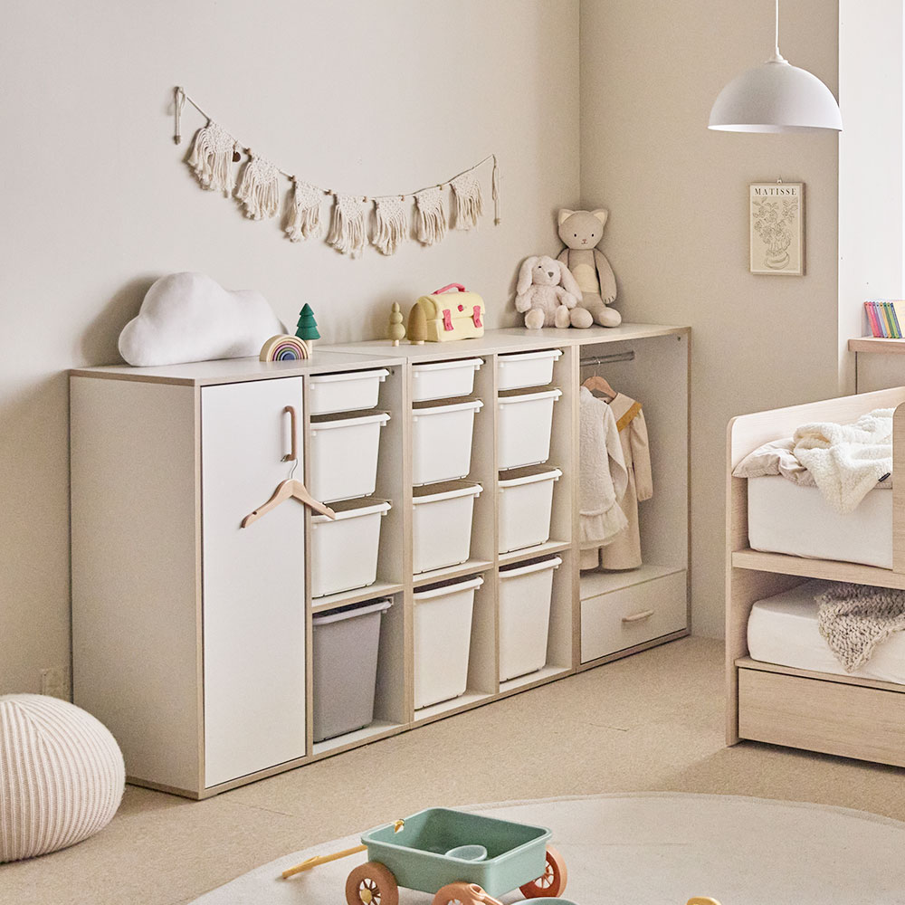 장인가구 뉴피터 720폭 4단 장난감정리함 수납장 (다릿발 제외)