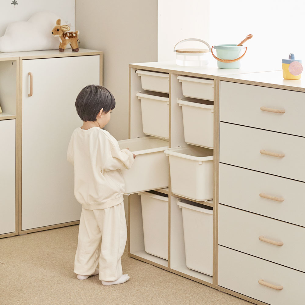 장인가구 뉴피터 720폭 4단 장난감정리함 수납장 (다릿발 제외)