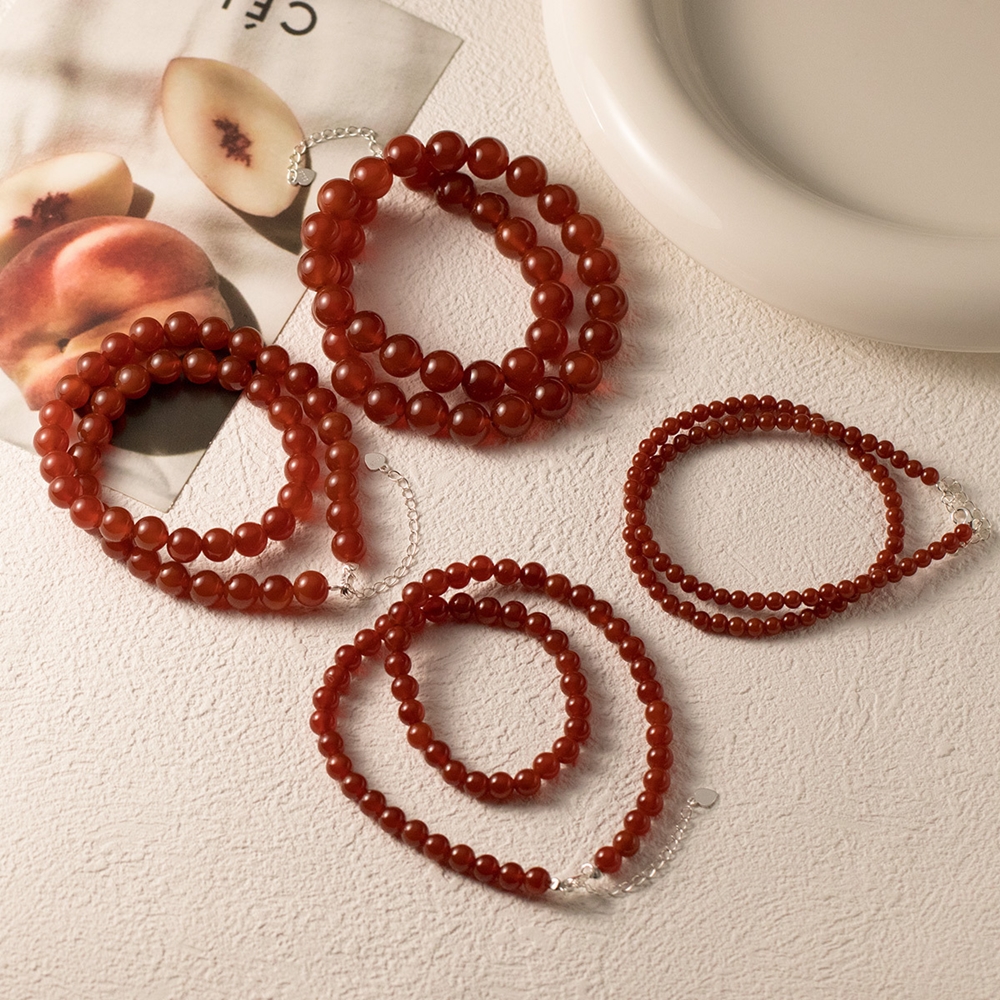 실버 925 레드 원석 레이어드 은목걸이 N100 - 상세 이미지 4