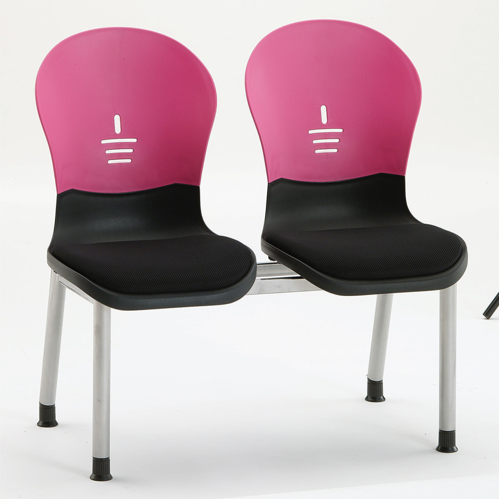 P413플라스틱 등받이 메쉬방석 2인 로비의자