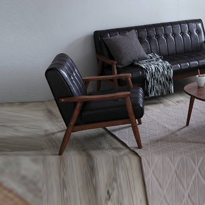 H134K 원목 PU가죽 1인 소파