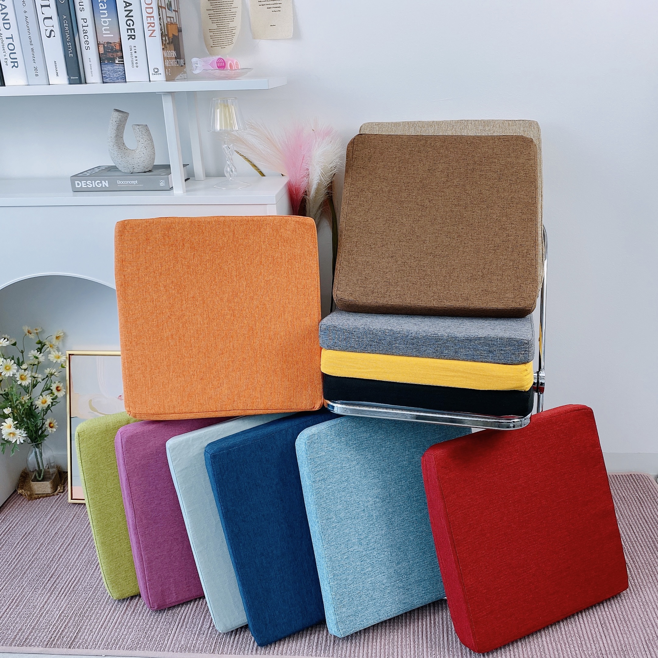 노리스 방석 식탁 의자방석 8cm 키높이 쿠션 사각 벤치 논슬립 컴퓨터 두꺼운 대형 높은