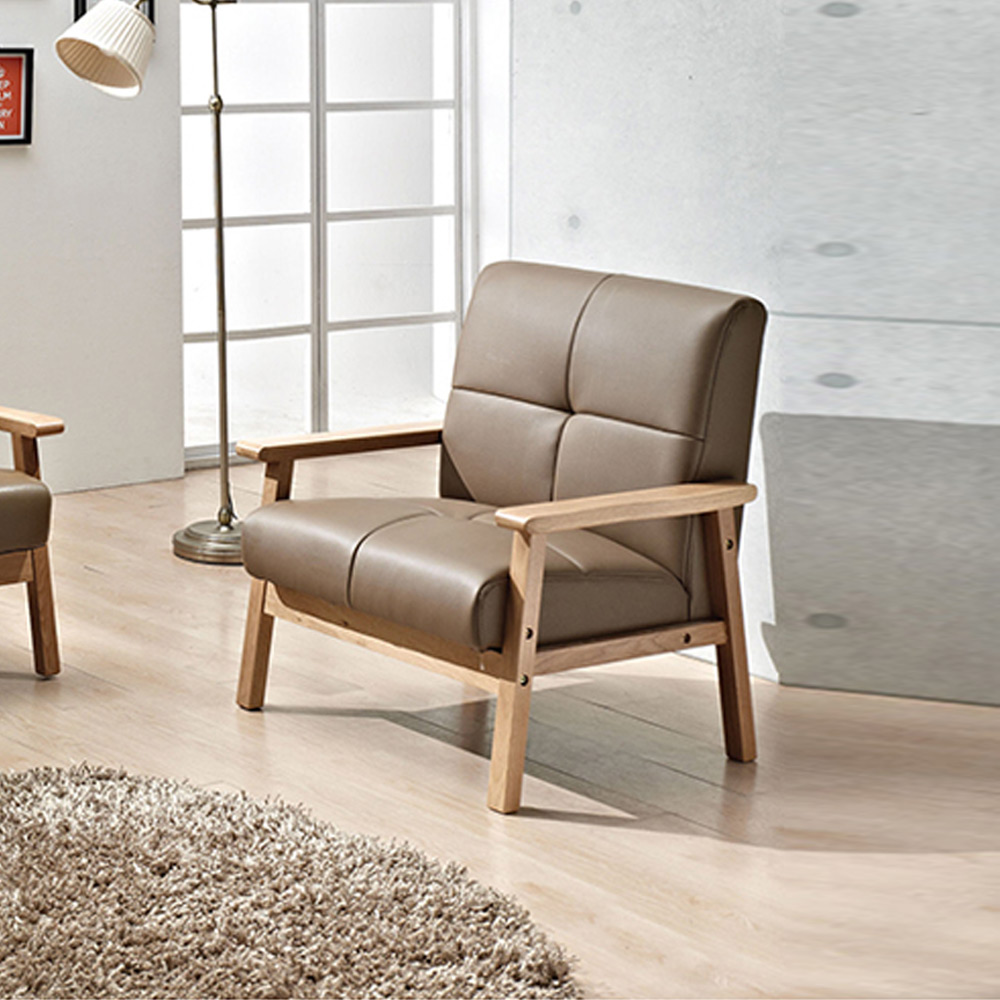 H221K오크원목 PU가죽 1인 소파
