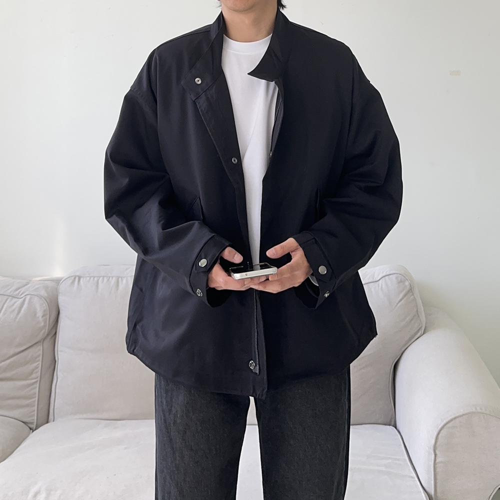 남자 야상 오버핏 차이나카라 사파리 봄 가을 남자 자켓 - 상세 이미지 3
