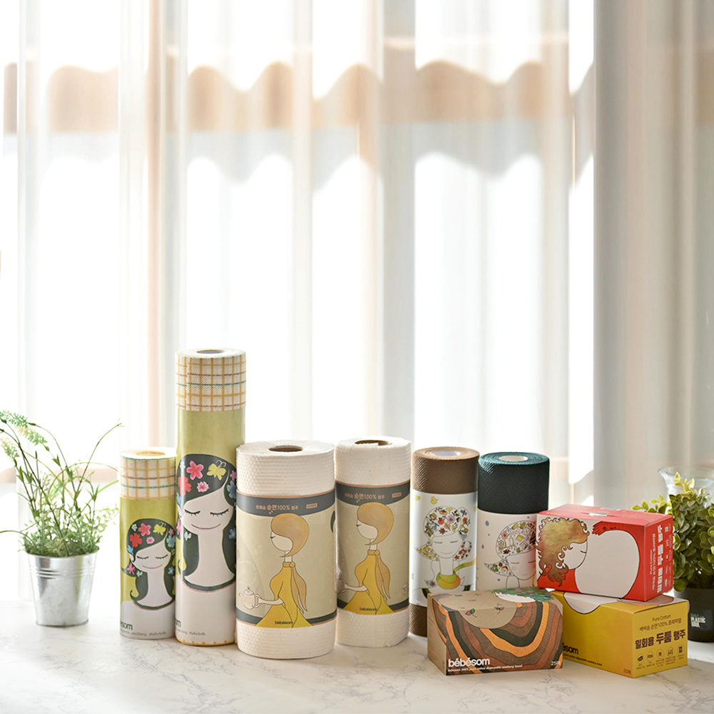 베베솜 주방 선물세트 3호 추석선물 집들이 선물 목화솜 행주 수세미 3종