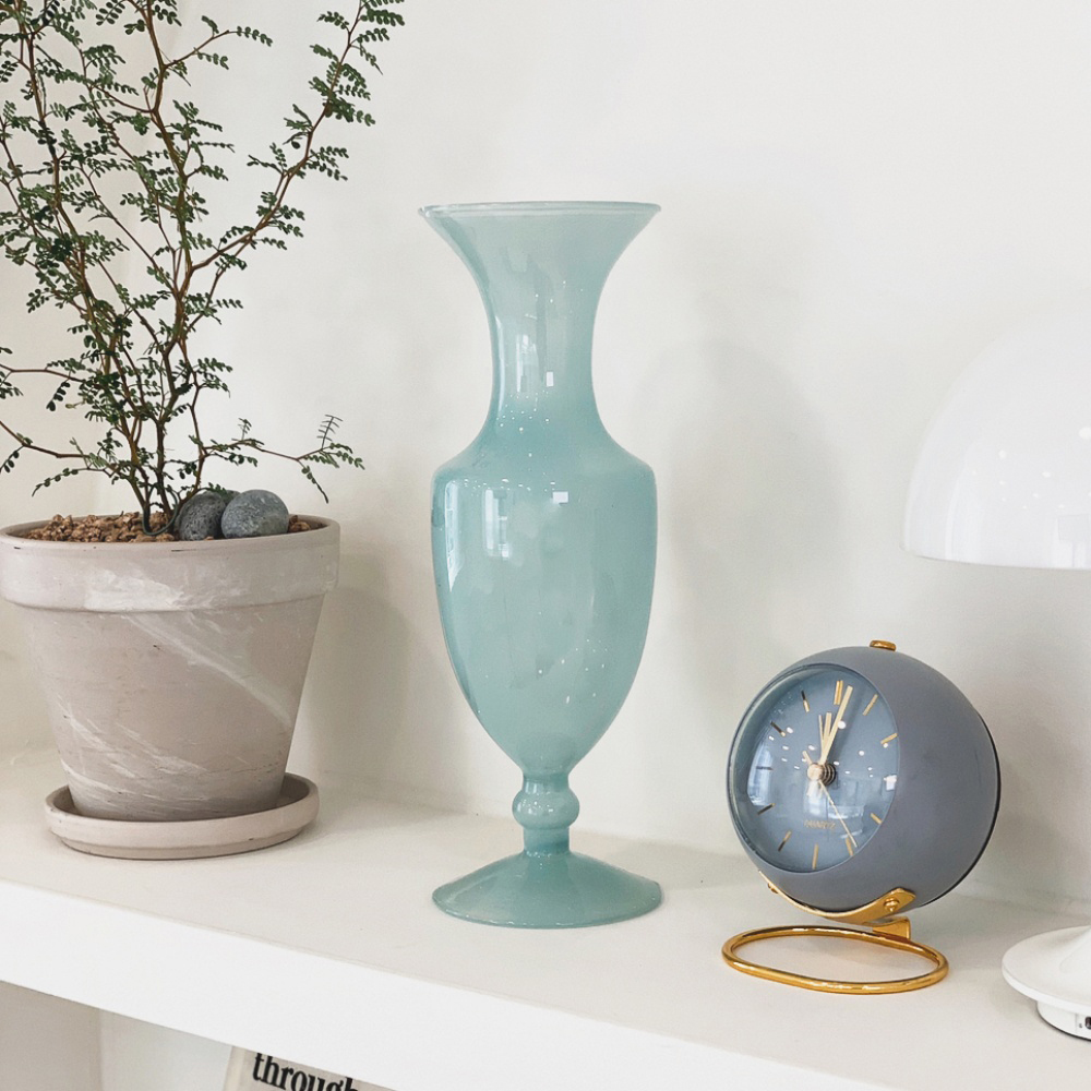 유월가게 오팔린 빈티지 파스텔 화병 유리 꽃병 빅토리안 핑크