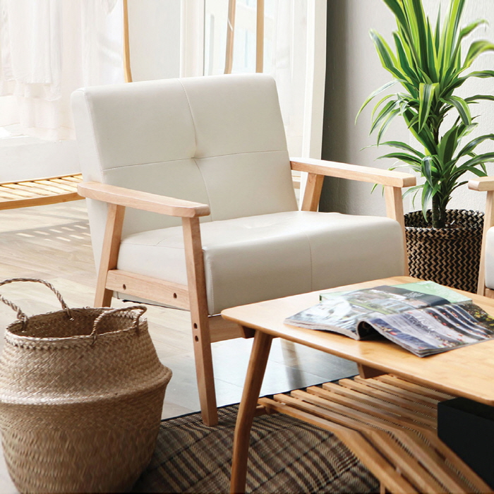 H139K 원목 PU가죽 1인 소파