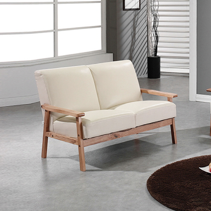 H225K 오크원목 가죽콤비 2인 소파